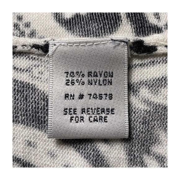 Cache Black White Paisley Open Front Cardigan M Lightweight Layering Piece - Picture 8 of 16